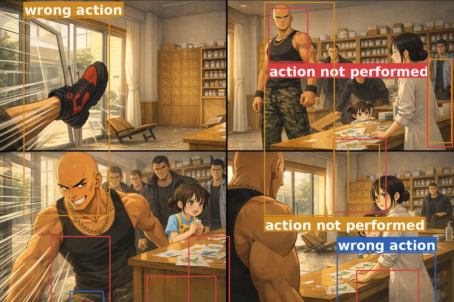 Keyframe with thirteen annotator boxes, every one on a limb mid-action